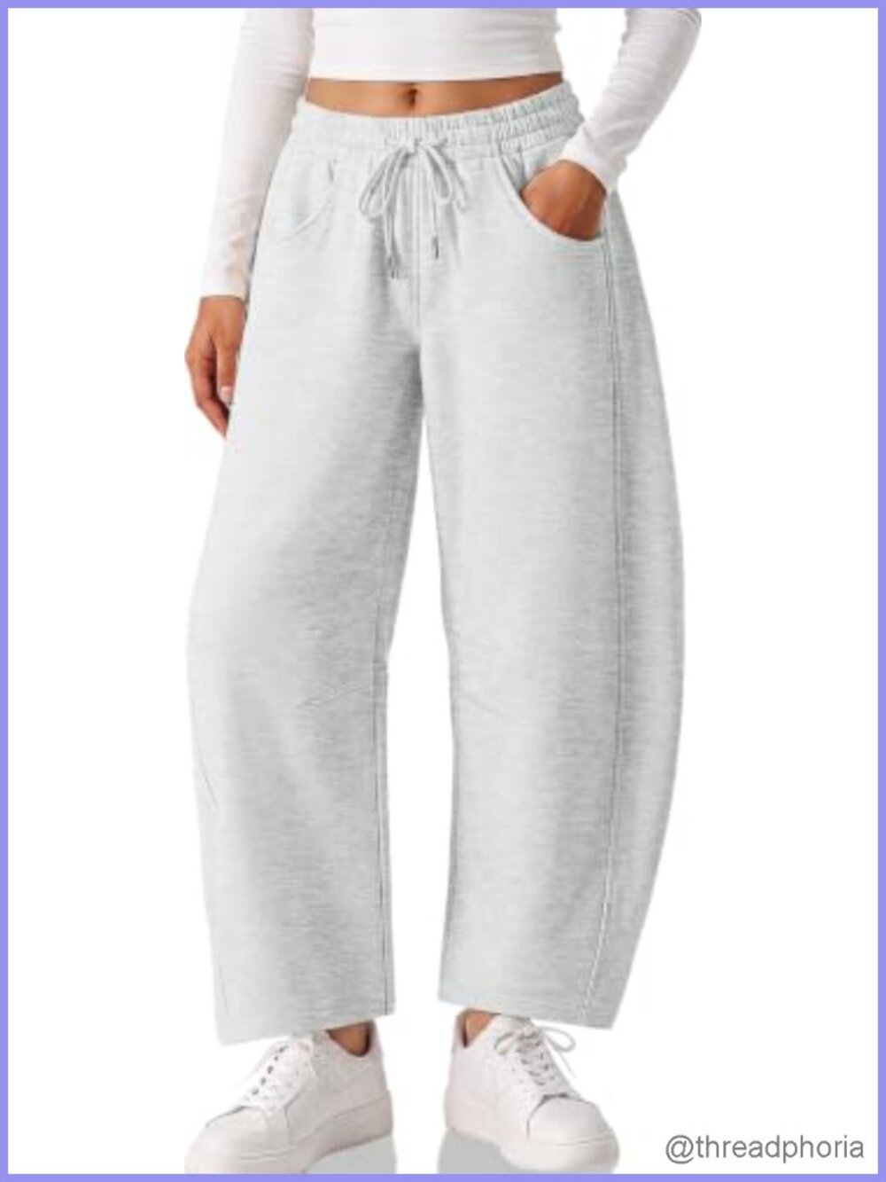 Fleece Lined Barrel Leg Sweatpants Women Baggy Wide Leg Cotton Loungewear